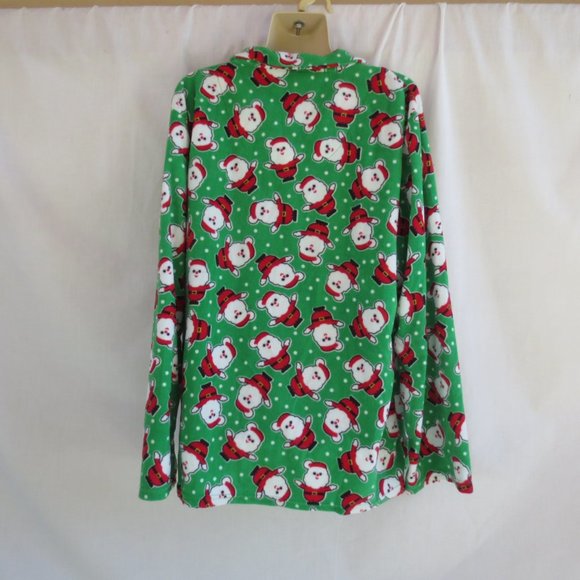 New #followme Green White & Red Santa Print Cozy Fleece Lounge Pajama Set XL - Picture 6 of 10